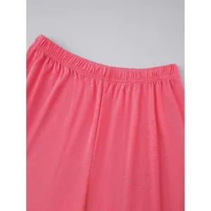 Women pink sleepwear pajama pants elastic waistband casual comfy loungewear detail shot