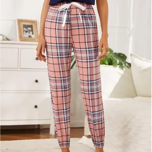 Pantaloni da Pigiama Casual a Quadri da Donna con Coulisse Vita Elastica Lunghi Jogger per Autunno Inverno
