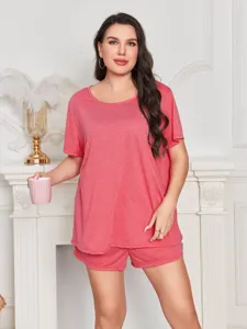 Conjunto de pijama corto de manga corta de talla grande para mujer ropa de casa comoda