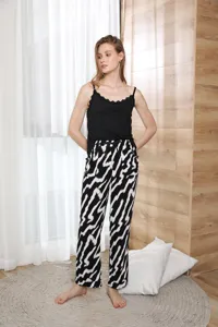 Women summer sexy camisole top and long pants loungewear pajama set for comfortable home wear.
