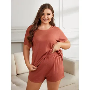 Conjunto de pijama de manga corta de talla grande ropa de descanso comoda para mujer