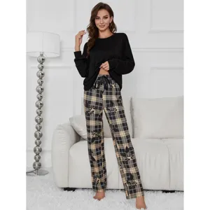 Women Long Sleeve Pajama Set Casual Botanical Floral Print Pullover Top And Long Pants Loungewear Sleepwear