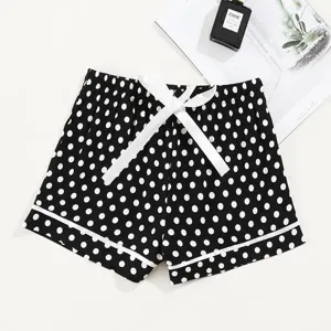 Women Casual Polka Dot Sleep Shorts Cute Bowknot Elastic Waist Viscose Lounge Shorts Summer Soft Breathable Sleepwear Bottoms