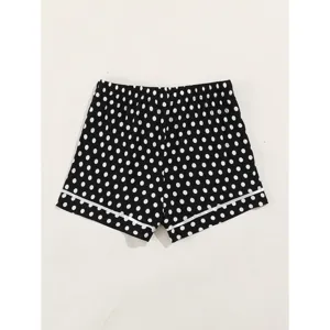 Black and white polka dot sleep shorts for women casual lounge shorts lightweight summer wear