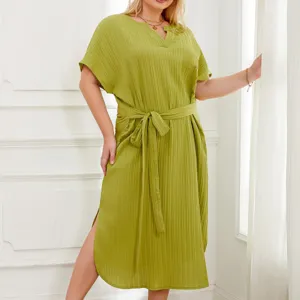 Plus Size Women Casual V Neck Short Sleeve Pleated Long Maxi Sleep Dress Loose Outdoor Nightgown Sleepwear