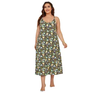 Plus size floral camisole nightgown for women, comfortable summer sleepwear detail.