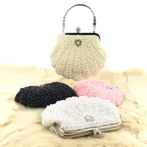 Damen Muschel Perlen Abendtasche Strass Handtasche Handgefertigt Perlen Party Hochzeit Handtasche Luxus Muschel Tasche
