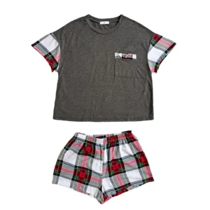Women summer casual short sleeve shorts pajama set comfortable sleepwear two piece outfit