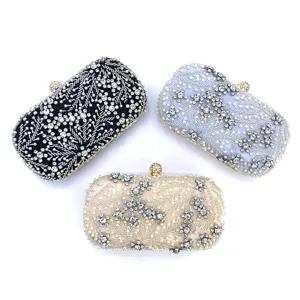 Luxe Handgemaakt Kralenborduurwerk Clutch Tas Voor Dames Elegant Strass Kunstparel Avondtas Bruiloft Feest Handtas