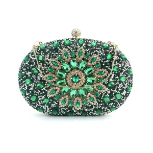 Πράσινη τσάντα βραδινή clutch σε σχήμα αυγού με στρας για γυναίκες πάρτι και γάμο