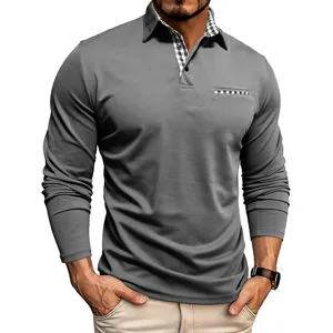 Polo a maniche lunghe da uomo vestibilità slim con dettaglio colletto a quadri vista.