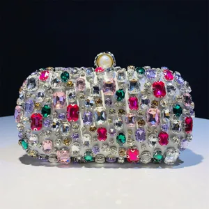 Handmade full rhinestone evening clutch bag sparkling crystal luxury women box handbag