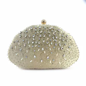 Prachtige strass schelp avond clutch tas, elegante bruiloft feest handtas voor vrouwen.