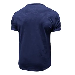 Men's casual solid color short sleeve t-shirt summer basic breathable slim fit tee top