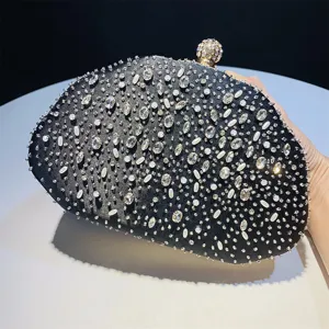Elegante strass schelp avondtas voor vrouwen, sprankelende bruiloft clutch handtas.