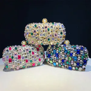 Elegant rhinestone evening clutch bag sparkling crystal handbag luxury wedding party purse for women