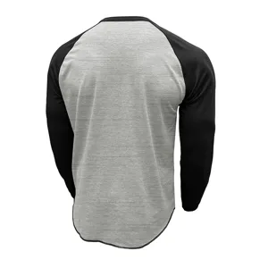 Casual T-shirt homme manches longues raglan bloc de couleurs gris noir top mode chic