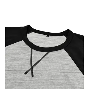Sweat-shirt homme manches longues col rond colorblock détail du col, style casual gris noir.