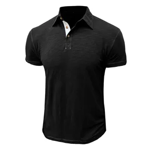 Men's cotton short sleeve slim fit business polo shirt casual summer top clothing details