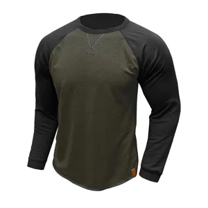 Sweat-shirt décontracté pour homme à manches longues raglan colorblock col rond automne