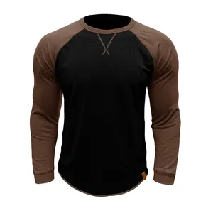 T-shirt homme à manches longues color block raglan sweat col rond vue détaillée.