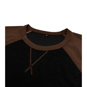 Sweat-shirt homme à manches longues colorblock col rond élégant et haut décontracté.