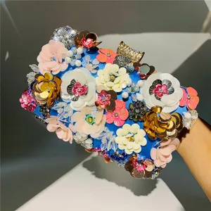 Handmade floral beaded evening clutch bag with sequins for women stylish party accessory