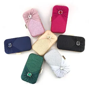 Elegant women evening clutch bag with glitter rhinestone clasp, perfect party handbag for ladies.