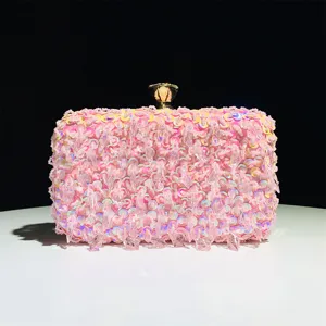 Roze pailletten avondtas handgemaakt kraaltjes sprankelende feest handtas clutch voor dames