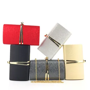 Elegant women evening clutch bag multi-color set with metallic clasp party handbag