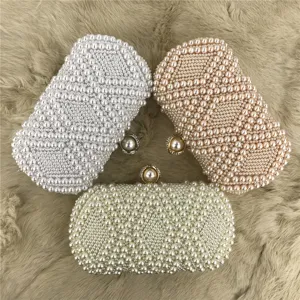 Handmade pearl evening bag elegant diamond clutch luxury wedding bridal purse for women