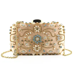 Luxus Satin Abendkupplung Tasche Handgefertigte Perlenstickerei Strass Künstliche Perle Blumenmuster Für Hochzeit Party Damen Geschenk