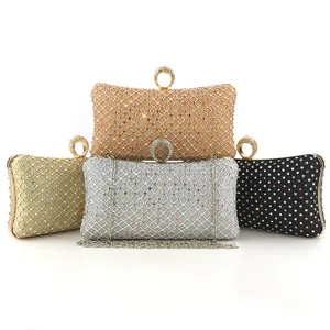 Elegante Strass Abendtasche Handtasche mit glitzernden Kristallen und luxuriösem Ringverschluss.