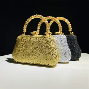 Élégant sac de soirée en strass, sac à main de luxe en cristal pour fête et mariage.