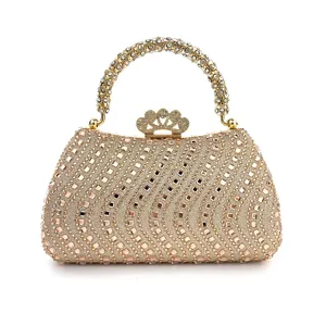 Lujoso bolso de noche de cristal brillante elegante bolso de boda con diamantes de imitación