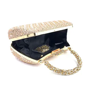 Elegante bolso de noche con diamantes de imitación para mujer fiesta boda brillante.