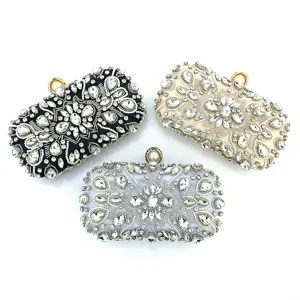 Elegant rhinestone evening clutch bag with exquisite handmade beading for women parties.