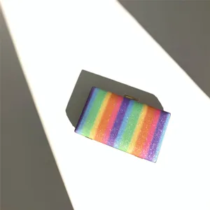 Colorful sequin rainbow clutch bag for women, sparkling evening party small square bag.
