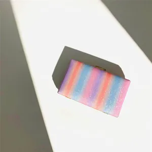 Glitter rainbow evening clutch bag, stylish small square box purse with metallic lock.