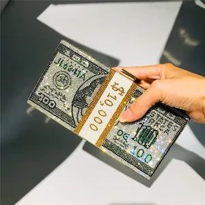 Rhinestone Dollar Bill Clutch Bag Sparkling Crystal Money Stack Evening Handbag for Women