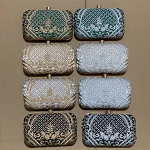 Bolso de noche vintage bordado de perlas cartera elegante fiesta boda mujer bolso