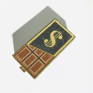 Rhinestone crystal clutch bag luxury novelty dollar sign chocolate evening bag women