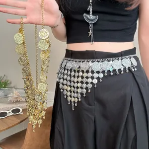Bohemian Vintage Multi-layer Tassel Coin Waist Chain Women Ethnic Metal Body Jewelry Belly Chain Dress Accessories