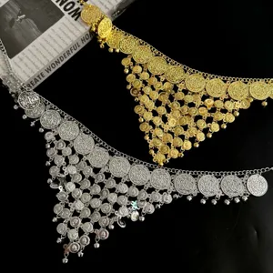 Exquisite bohemian multi-layer coin tassel waist chain detail with vintage charms.
