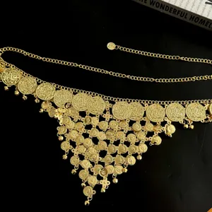 Bohemian vintage coin tassel waist chain multi-layer gold belt ethnic women's accessory