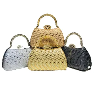 Elegante bolso de noche con diamantes de imitación, bolso brillante para bodas.