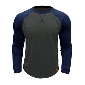 Sweat-shirt homme à manches longues colorblock, haut casual raglan col rond mode automne hiver.