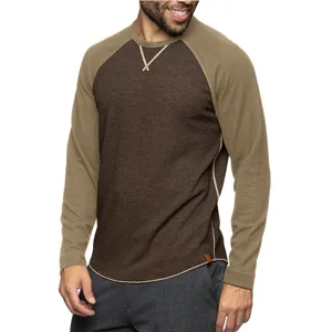 Pull homme manches longues colorblock col rond haut raglan décontracté pour mode automne.