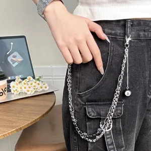 Punk Hip Hop Multi Layer Metal Pants Chain Billiards Dice Pendant Waist Chain Streetwear Jewelry For Women