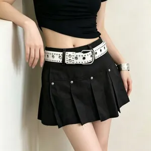 Dark punk style rivet multi-hole belt women sweet cool fashion accessory leather belt